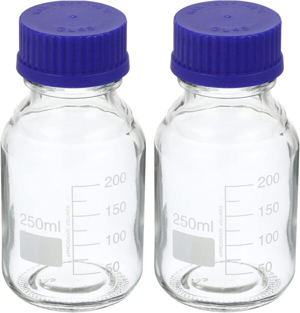 Reagent Glass Bottle Screw Cap Graduated Clear 250ml