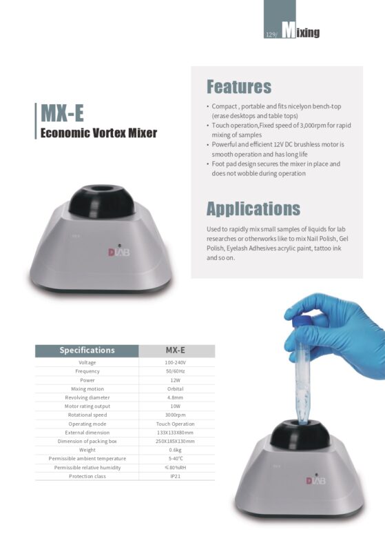 MX-E Economic Vortex Mixer | specification | Caresource